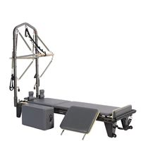 Reformer Pilates Portabel Warna Hitam untuk Half Tower dengan Sistem Geser Senyap untuk Penggunaan di Rumah/Studio
