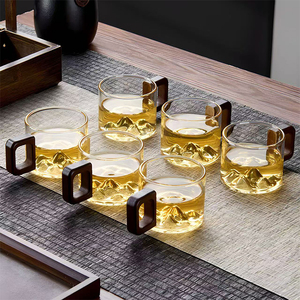 Tazze da Tè in Vetro Borosilicato Fatte a Mano da 120ml con Manico in Legno di Acacia, Resistenti al Calore ed Ecologiche - Product Image 2