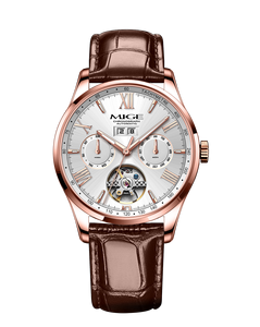 MIGE Men's <b>Automatic</b> Mechanical <b>Chronograph</b> Watch Stainless Steel Band 42mm Black Dial Luminous Hands Date Week Calendar - Product Image 3