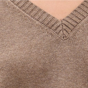 Suéter Personalizable de Otoño, Grueso, Cuello en V, Color Sólido, Manga Larga, Capa Interior de Invierno, Suéter Informal para Mujer - Product Image 5