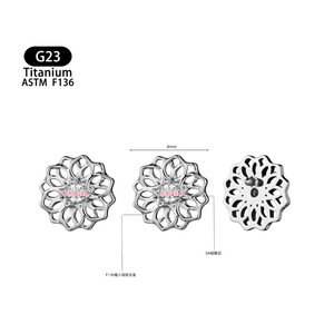 <b>Titanium</b> Flower <b>Stud</b> Earrings F136 8mm Inlaid Zircon Cartilage Piercing Jewelry G23 - Product Image 1