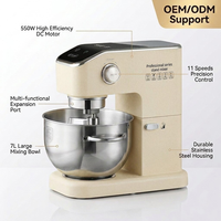Service OEM ODM, batteur sur socle 7L, moteur DC 550W, CE7001, batteur de cuisine professionnel à tête inclinable pour pâte à pizza, pâte à pain, logo personnalisé