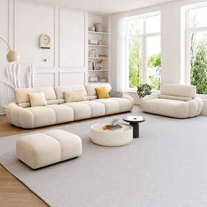 Sofá de Tela Pumpkin Puff, Estilo Retro Francés, Color Crema, para Apartamentos Pequeños, Nuevo Sofá Recto <span class=keywords><strong>Verde</strong></span> para Sala de Estar - Product Image 4