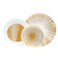 Ensemble de table en porcelaine blanche Gold Line de luxe ensembles de vaisselle en céramique durable avec assiette thé tasse à café kit de tasse