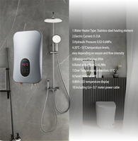 Chauffe-eau électrique sans réservoir intelligent 220-240V 4500W avec écran numérique, chauffe-eau instantané pour la maison, la salle de bain et la douche