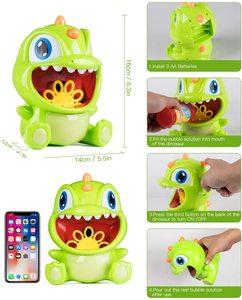 Souffleur automatique de bulles de dinosaure pour enfants de plus de 500 bulles <span class=keywords><strong>3</strong></span> piles AA machine en plastique pour le plaisir d'été - Product Image 5
