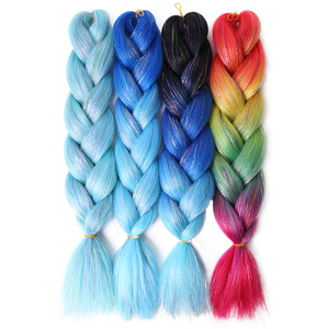 Extensions <span class=keywords><strong>de</strong></span> cheveux tressées Jumbo <span class=keywords><strong>de</strong></span> 24 pouces avec mèches dorées brillantes et paillettes, accessoires pour <span class=keywords><strong>coiffure</strong></span> féminine - Product Image 1