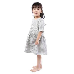 Commercio all'ingrosso Bambini Boutique di Abbigliamento Biancheria per Neonati Che Coprono Le Ragazze Della Banda di <span class=keywords><strong>Lino</strong></span> Manica Corta Vestiti Da Estate con Tasche - Product Image 3