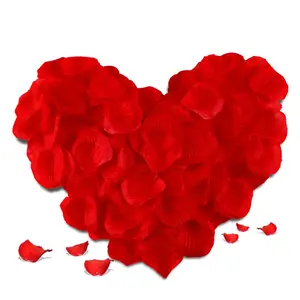 Grosir kelopak mawar buatan kelopak mawar sutra merah untuk Dekorasi Hari Valentine Pernikahan