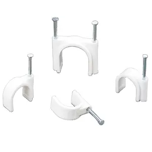 factory direct 7mm Electric white plastic circle cable clip with nail