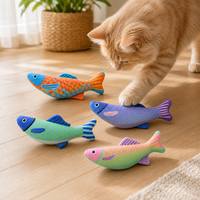 Jouet en peluche pour chaton Famipet, nouveau design coloré thème estival, poisson, doux, en tissu froissé, avec herbe à chat