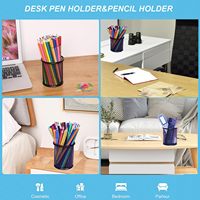 Haute qualité carré noir métal maille crayon Pot porte-stylo crayon tasse pour la maison école bureau