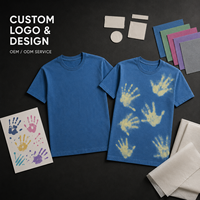 T-shirt en coton tricoté 220g personnalisé, thermochromique, à changement de couleur, coupe oversize, décontracté, uni, avec motif imprimé à la main réactif à la chaleur