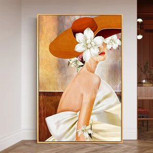 Lukisan minyak lukisan tangan figur abstrak Nordic Modern untuk ruang tamu sederhana lorong Sofa latar belakang dinding kanvas Mural dasar - Product Image 1