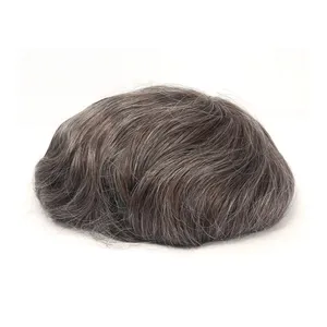 Wholesale Thin Skin Human Hair System All PU V-Loop Mens Toupee Hairpieces #440