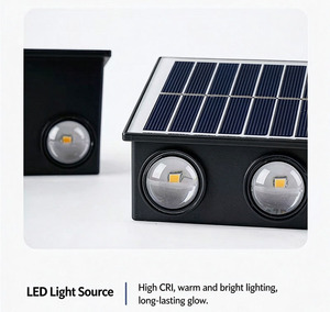 Lampe murale solaire LED à 2 têtes, étanche pour extérieur, jardin, villa, balcon - Product Image 3