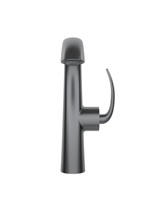 Robinet de lavabo sur pied en laiton massif, finition gris anthracite brossé, avec levier courbé unique, pour eau chaude et froide