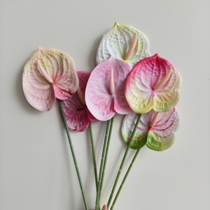 Fleur d'Anthurium Artificielle de Haute Qualité, Aspect Réel, Vente en Gros, pour Arrangements Floraux de Mariage et Décoration Intérieure - Product Image 1