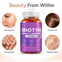 Gummies de beauté OEM à la biotine 12000 MCG avec collagène et kératine pour des cheveux sains, une peau éclatante et des ongles forts – Complément alimentaire