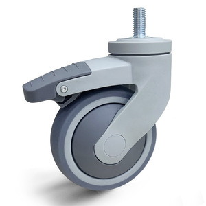 Ruedas de doble rueda con vástago roscado de grado médico, 4 pulgadas, 100mm, TPR, ruedas médicas, fábrica directa, china - Product Image 1