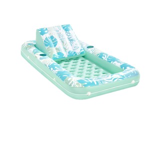 Inflatable Floating Lounge Bed 180x90cm PVC Adult Pool Float With Cup Holders And <b>Backrest</b> For Swimming Pool Relaxation - Product Image 5