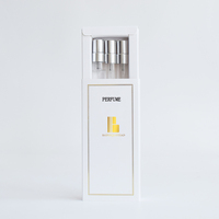 Caja de lujo personalizada para botella de perfume de vidrio de 10 ml, botella de perfume de muestra pequeña de 2 ml, 3 ml, 5 ml, 10 ml con tapa plateada y atomizador de rosca.
