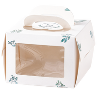 Boîte à gâteau en carton personnalisée avec poignées, boîte d'emballage pliable pour gâteau avec fenêtre
