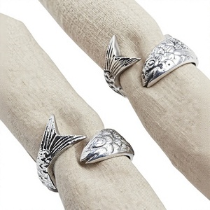 Vintage Fish Tail <b>Napkin</b> Rings <b>Silver</b> Metal Handmade Design Tableware <b>Silver</b> Fish <b>Napkin</b> Rings Set of 2 Gifts Sets - Product Image 1