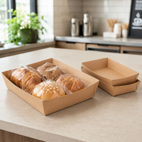Barquette alimentaire jetable en papier kraft, boîte d'emballage rectangulaire ouverte en carton