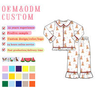 En Gros Pyjamas de Noël Doux, Tenues Famille Fille, Ensembles de Nuit Deux Pièces à Volants, Pyjamas Boutique Doux pour Bébé Fille