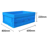 SHUNMEI 600x400x220mm Conteneur pliable écologique et durable, boîte de rangement empilable avec petite porte latérale longue, bleu