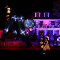 Ourwarm Décoration gonflable personnalisée pour Halloween, grand chat noir gonflable, ornement gonflable pour jardin extérieur pour fête d'Halloween