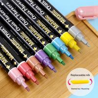 Ensemble de marqueurs à craie liquide pour fenêtre, couleur métallique scintillante, personnalisable avec étiquette privée, 1 mm, 3 mm, 6 mm, 10 mm, pour tableau noir et tableau LED