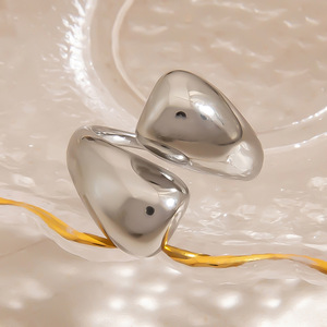 Geometric Stainless Steel <b>Ring</b> Irregular Ellipse Shape Unisex Daily Wear Jewelry - Product Image 4