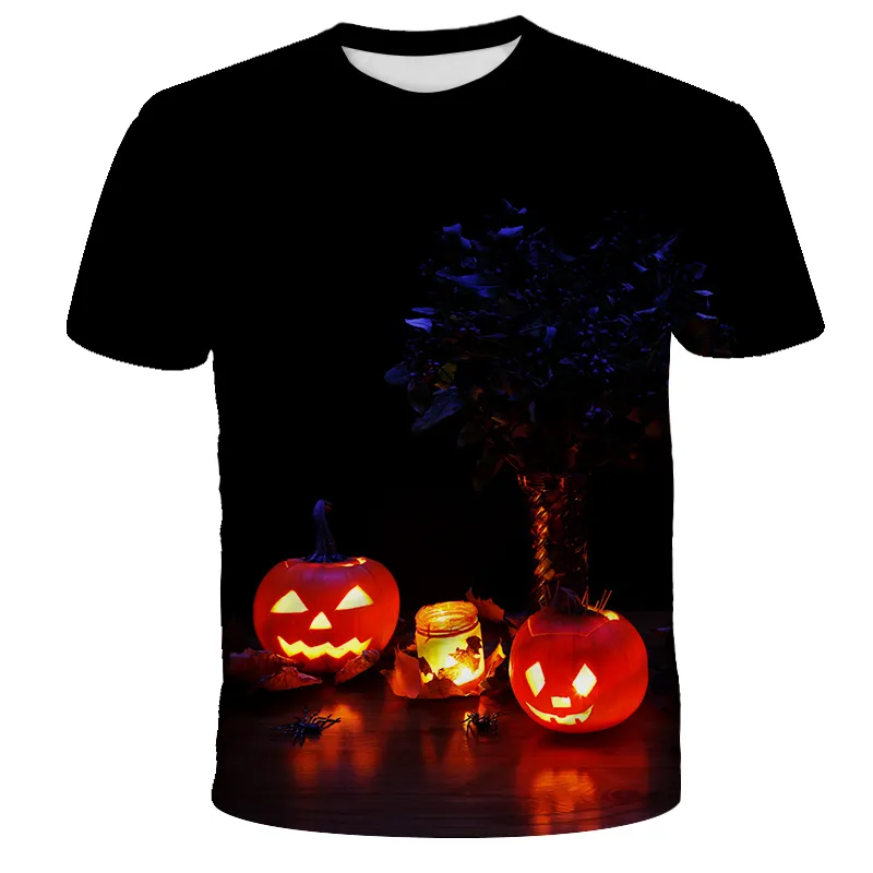 3D Digital Halloween Fashion Brand Breathable Loose Plus Size Fashion Personality Short Sleeve Tee Shirt for Men Customized
