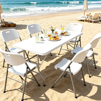 Tables de camping pliantes en plastique en gros d'usine, ensembles de tables et chaises pliantes personnalisées pour événements et fêtes