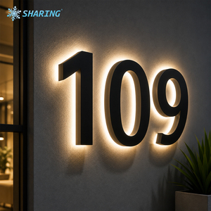 ป้ายไฟ LED ขนาดเล็กแบบกำหนดเอง 3 มิติ สีดำ พร้อมไฟ Halo สำหรับติดตั้งที่ประตู กันน้ำ ป้ายเลขที่อยู่ ป้ายโฆษณาหรูหราสำหรับสำนักงาน ร้านค้า - Product Image 1