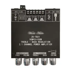 ZK-TB21 TPA3116D2 5.0 Power Amplifier NE5532 Support 2*50W+100W Subwoofer Speakers DC 12-24V Power