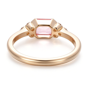 Fabricante de joyería fina personalizada OEM ODM, anillo de oro macizo de 10k, 14k, 18k con zafiro rosa cultivado en laboratorio, regalo de cumpleaños para chica. - Product Image 2