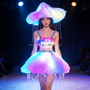 Ensemble de costume lumineux LED méduse océanique arc-en-ciel pour festival, fête, spectacle – Tenue de scène <span class=keywords><strong>futuriste</strong></span> pour femme - Product Image 1