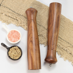 Moulin à poivre manuel en bois, facile à utiliser, avec mouvement en céramique, poignée en acier inoxydable, idéal pour les restaurants, pour sel et épices - Product Image 5