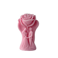 Bougie artisanale parfumée à la rose romantique pour la Saint-Valentin, sans fumée, parfumée à l'arôme de rose