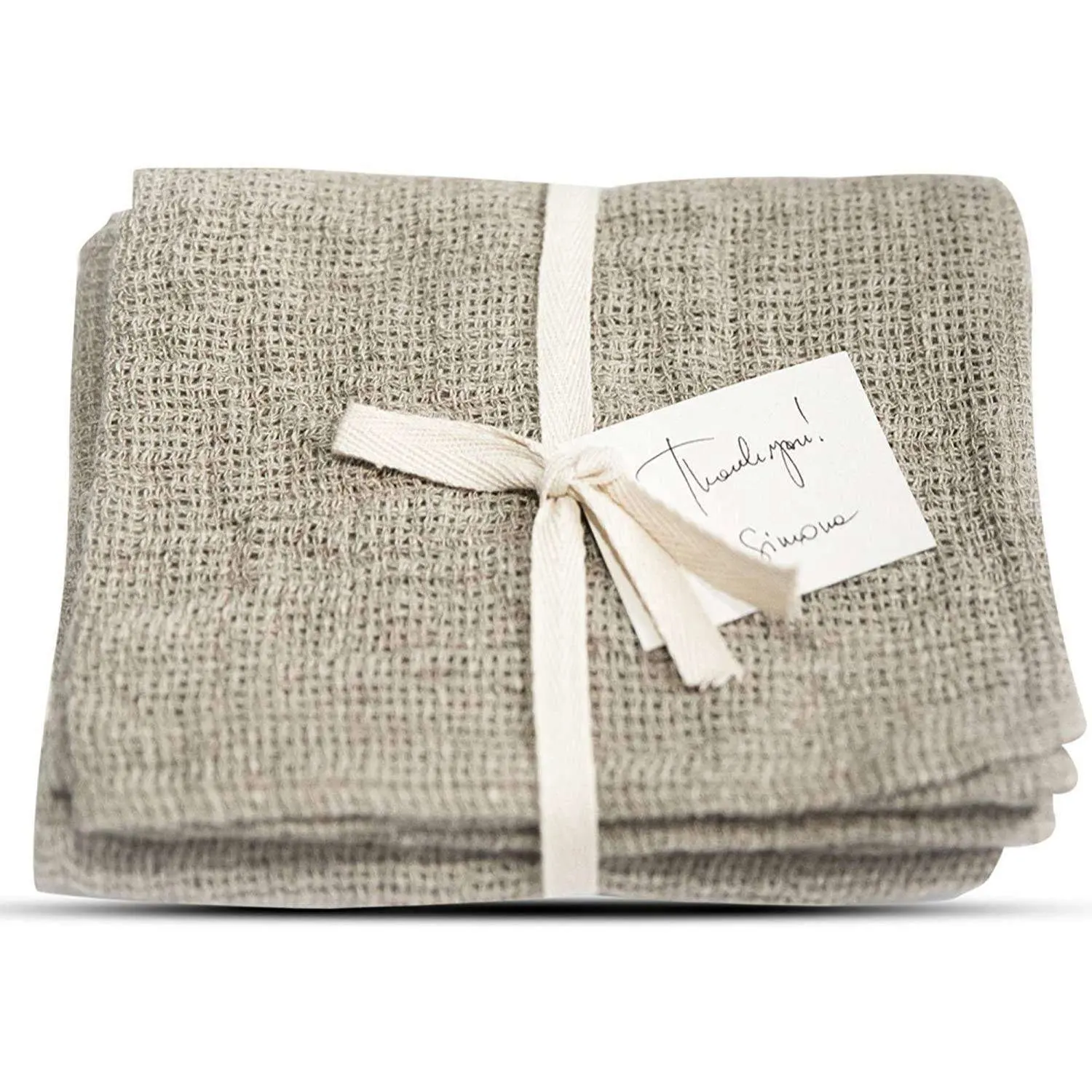 Linen 30% Cotton 70% Blended Natural Color Waffle Weave Tea Towel