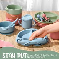 Juego de Platos de Silicona para Bebé, Personalizado, Libre de BPA, con Babero y Vaso con Pajita, Juego de Vajilla de Grado Profesional para Recién Nacidos