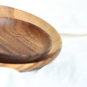 Acacia <strong>Wood</strong> Dinner <strong>Plates</strong> Round Acacia <strong>Wood</strong> <strong>Plate</strong> Set Easy Cleaning Lightweight for Dishes Snack Dessert - Product Image 3
