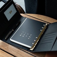 Carnets promotionnels A5 en gros, personnalisés, à pois, en cuir PU, couverture rigide, reliure cousue, planificateur rechargeable, 100 feuilles