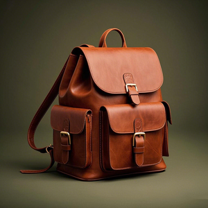 Ransel kulit sapi asli cokelat kustom pria tas Laptop kantor bisnis desain kustom - Product Image 4