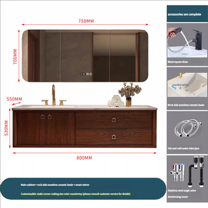 <span class=keywords><strong>Meuble</strong></span> <span class=keywords><strong>de</strong></span> <span class=keywords><strong>salle</strong></span> <span class=keywords><strong>de</strong></span> <span class=keywords><strong>bain</strong></span> rectangulaire moderne en chêne <span class=keywords><strong>haut</strong></span> <span class=keywords><strong>de</strong></span> <span class=keywords><strong>gamme</strong></span> européen avec évier, <span class=keywords><strong>vasque</strong></span> en céramique à plateau en roche et égouttoir, à suspendre au mur - Product Image 6