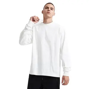 Plain high street fashion long sleeve tshirt 100% cotton custom hoodies blank crew neck sweatshirt