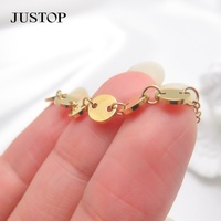 Bracelet ajustable minimaliste tendance en acier inoxydable plaqué or 18 carats avec chaîne à breloques pour femmes